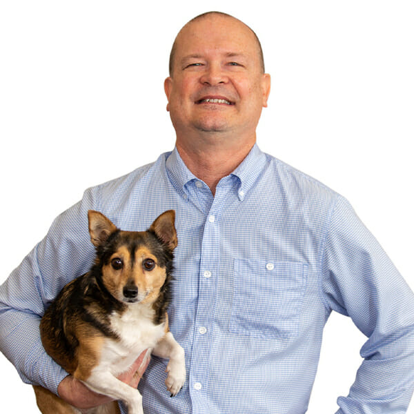 Dr. Blaine Burkert with pet